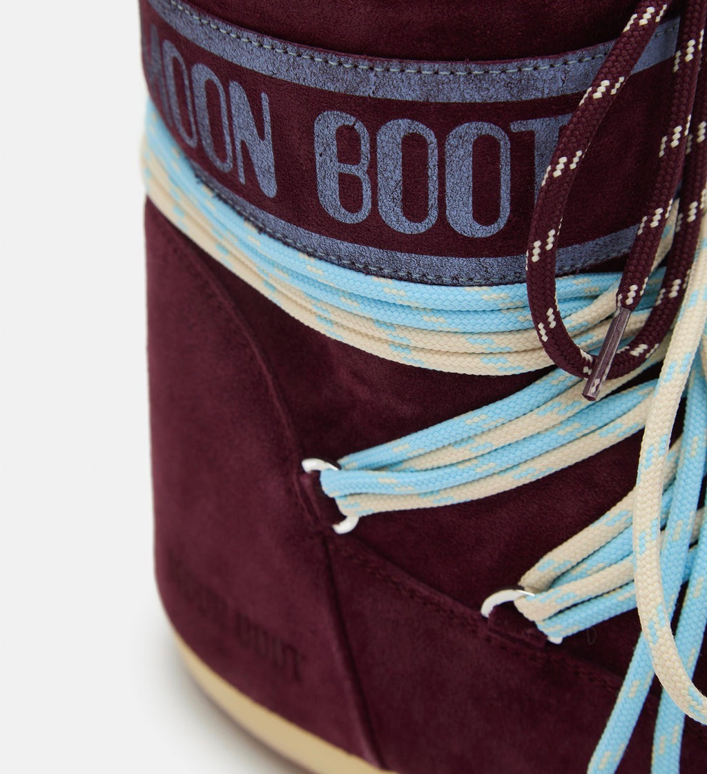MOON BOOT Icon Burgundy Suede Lace-up Boots