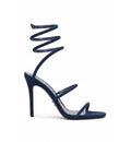 Spiral Navy Blue Strap Suede Sandals