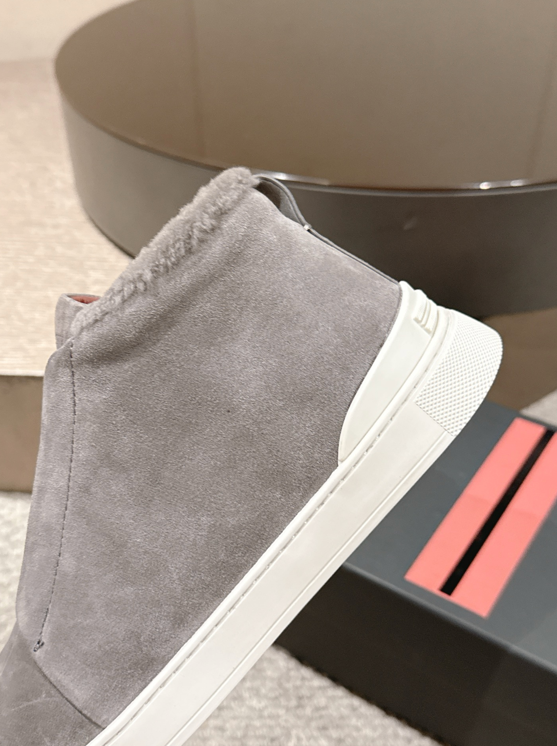 Ermenegildo Zegna grey suede wool Triple Stitch mid-top