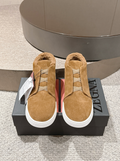 Ermenegildo Zegna tobacco suede deerskin wool Triple Stitch mid-top
