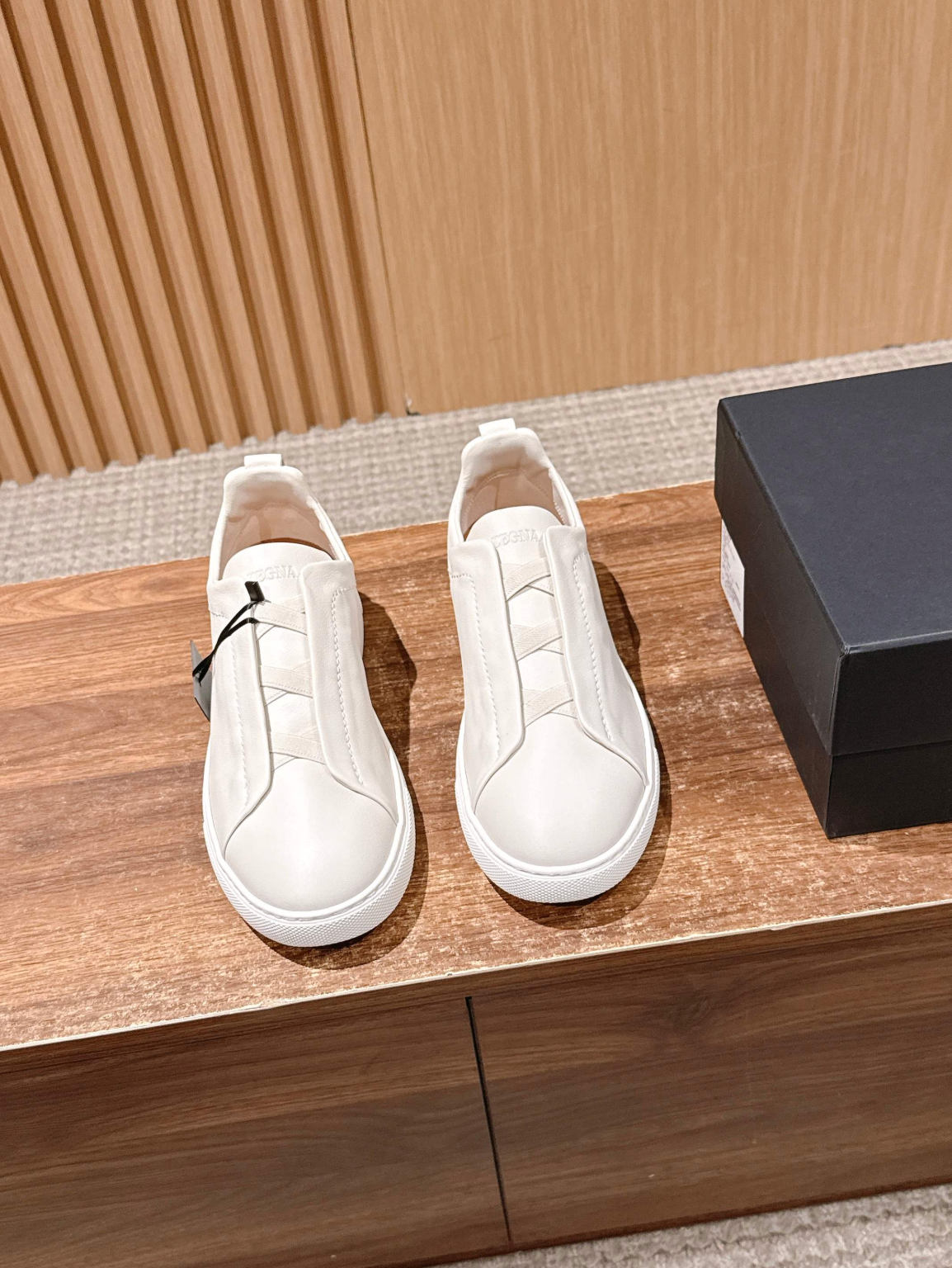 Ermenegildo Zegna white deerskin Triple Stitch