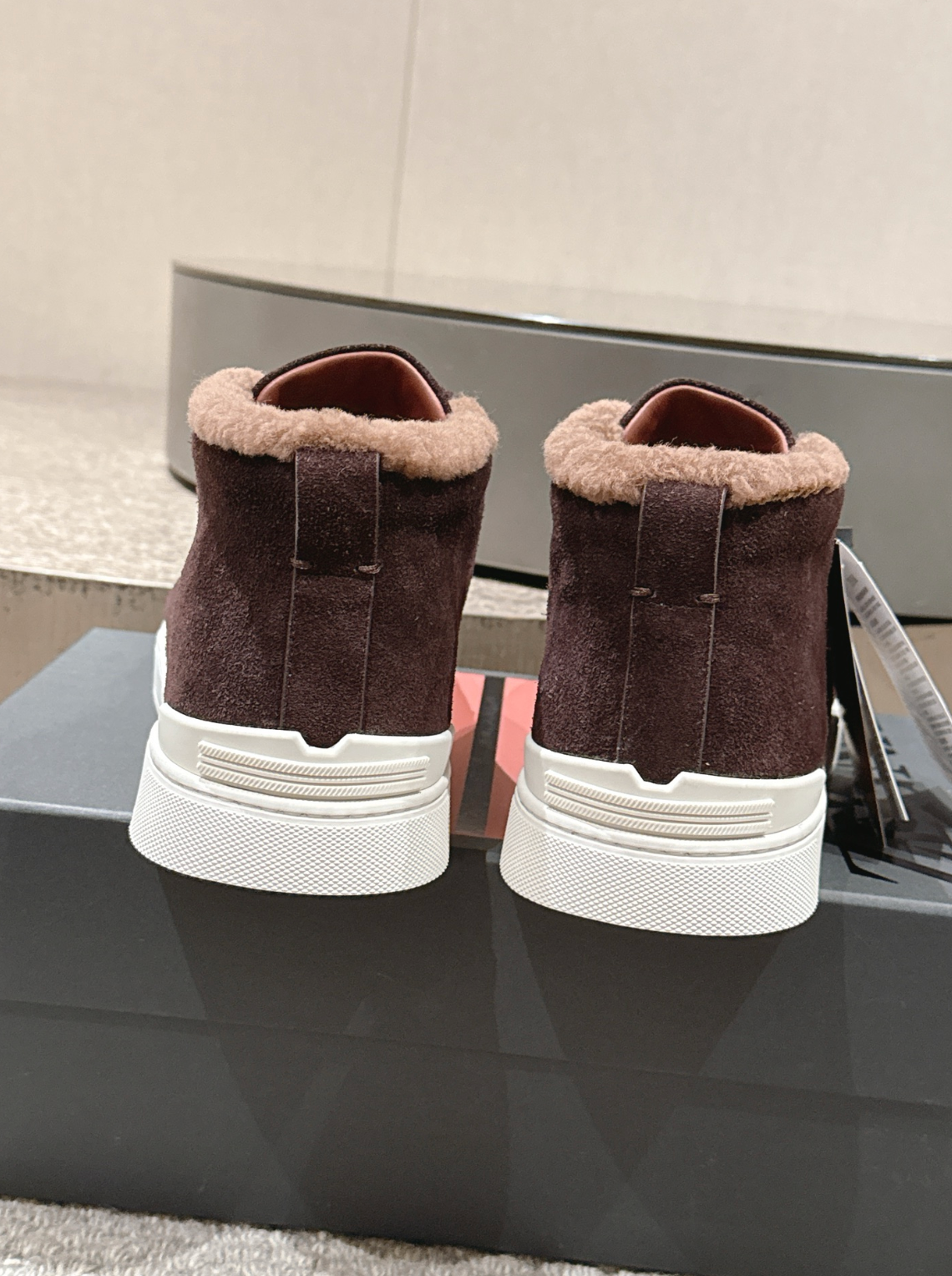 Ermenegildo Zegna brown suede deerskin wool Triple Stitch mid-top