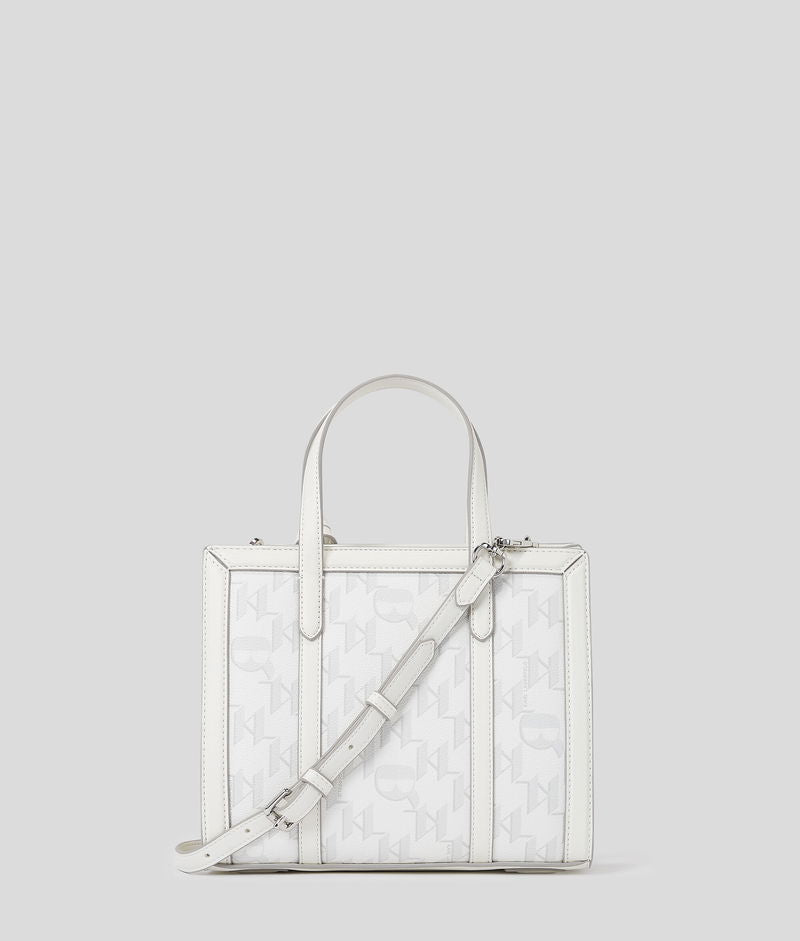 KARL LAGERFELD K/Ikonik 2.0 Monogram Small White Tote Bag