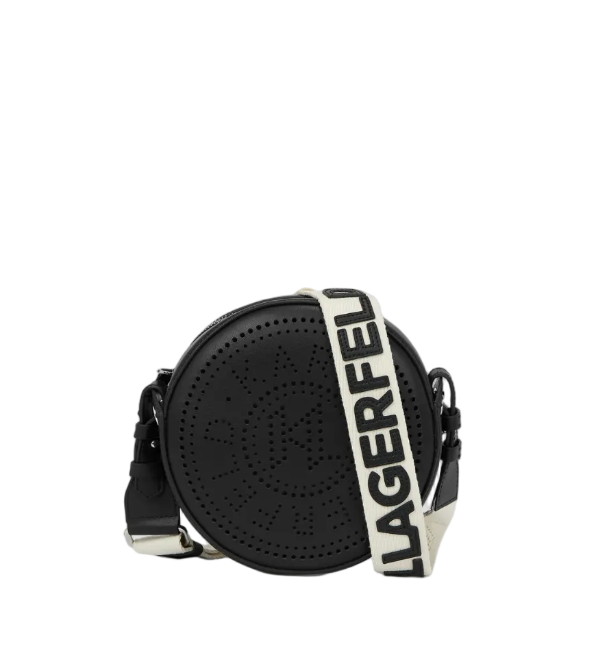 KARL LAGERFELD K/Circle Round Black Crossbody Bag