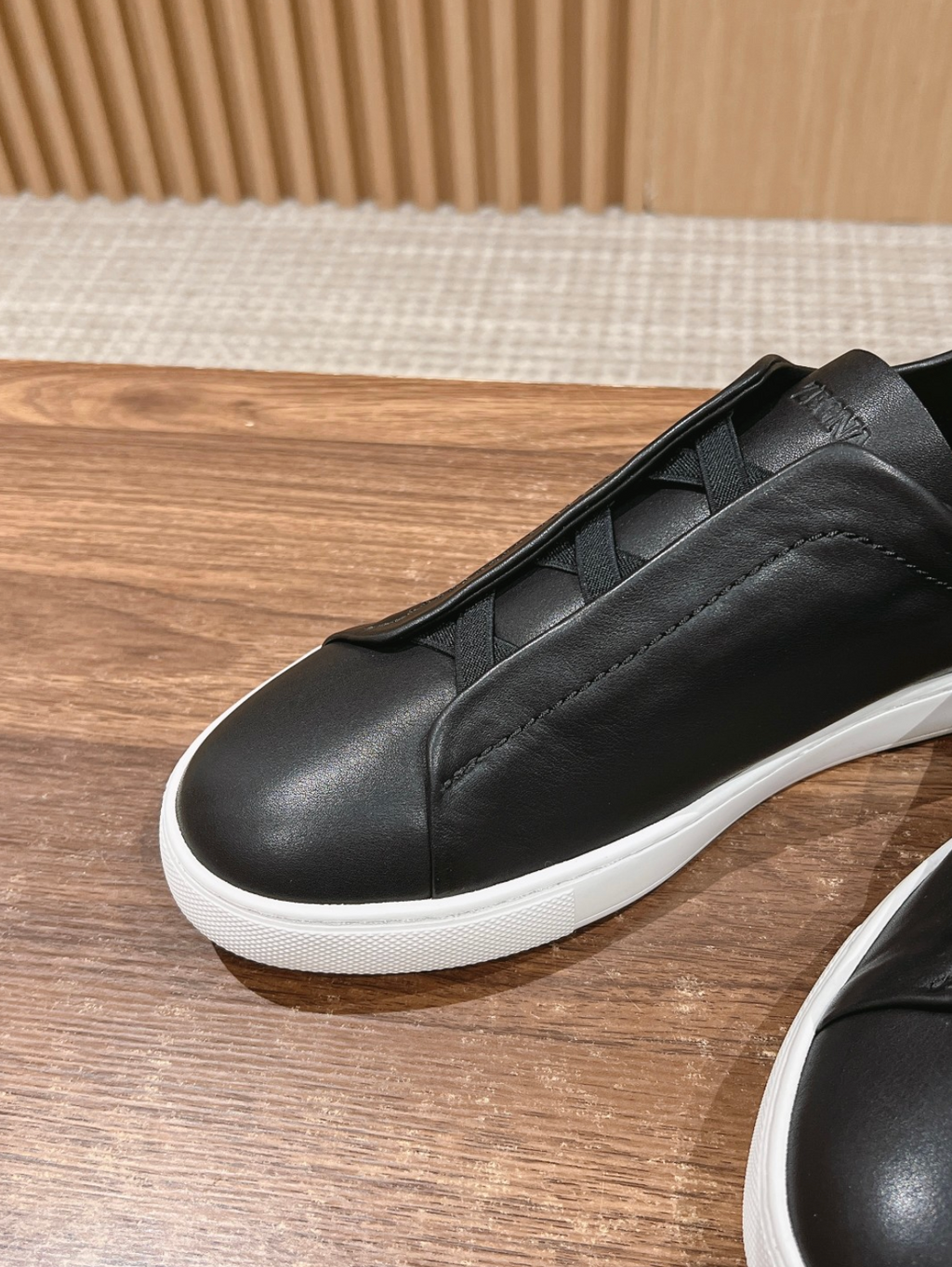 Ermenegildo Zegna black deerskin Triple Stitch