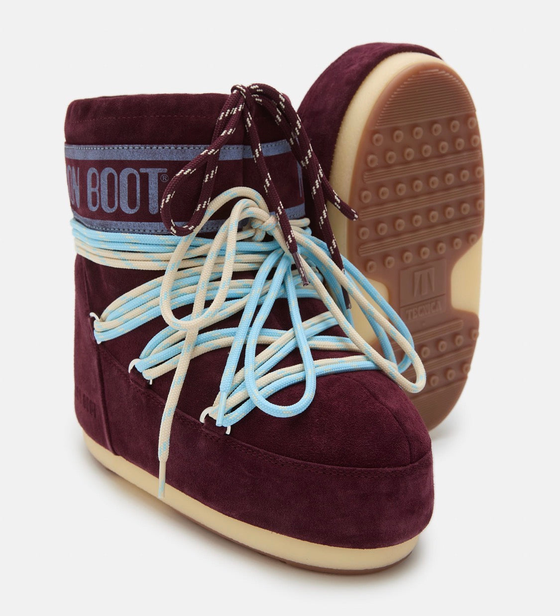 MOON BOOT Icon Burgundy Suede Lace-up Boots