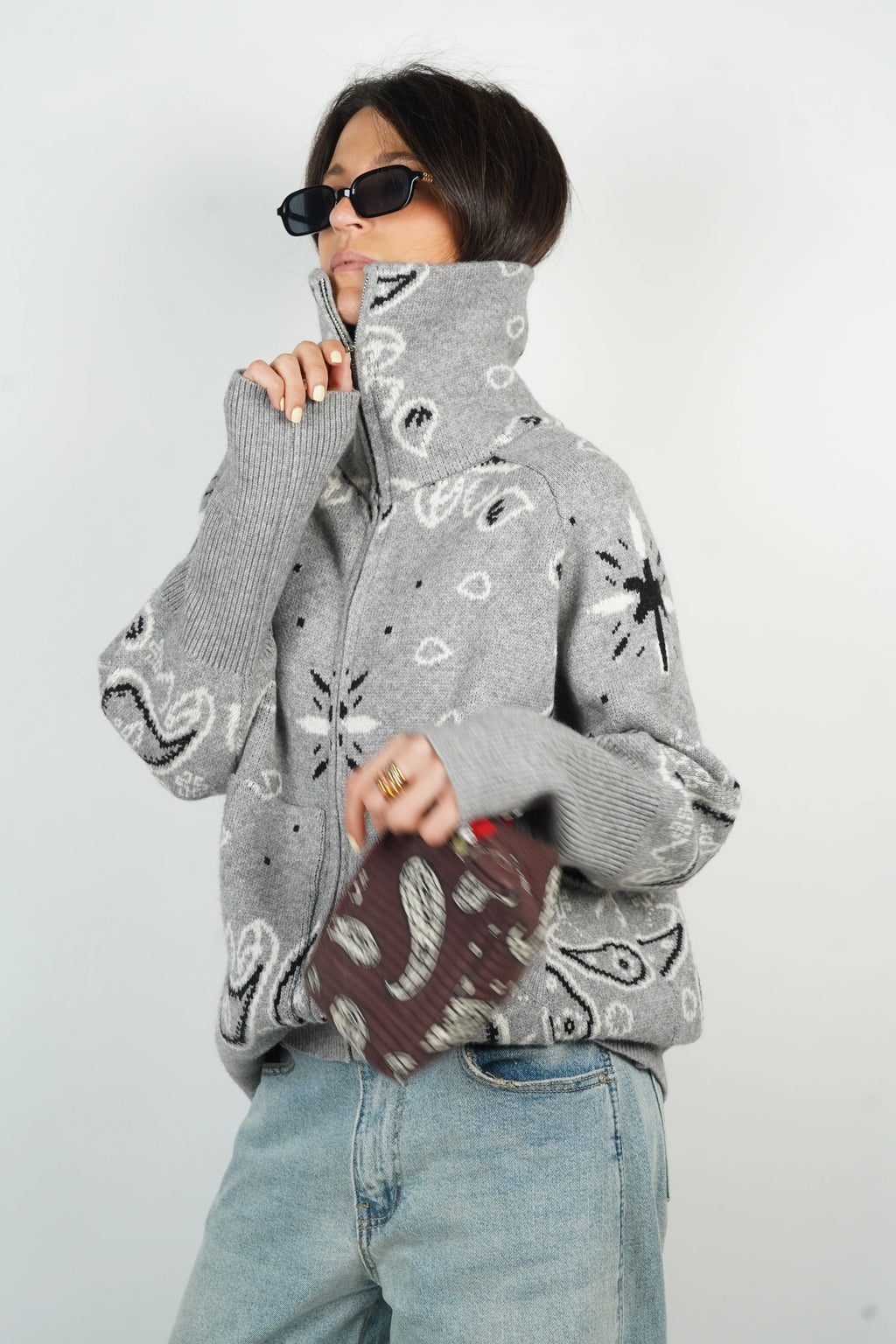 Ava Bandana Sweater Cashmere & Wool Blend