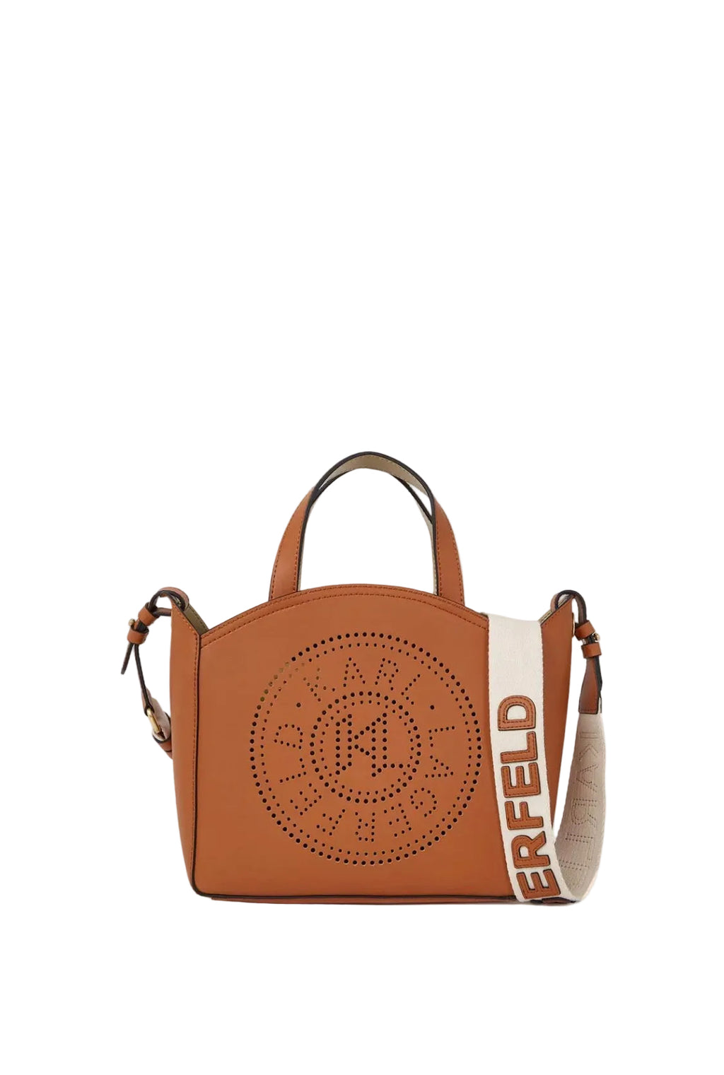 KARL LAGERFELD K/Circle Small Brown Perforated Tote Bag