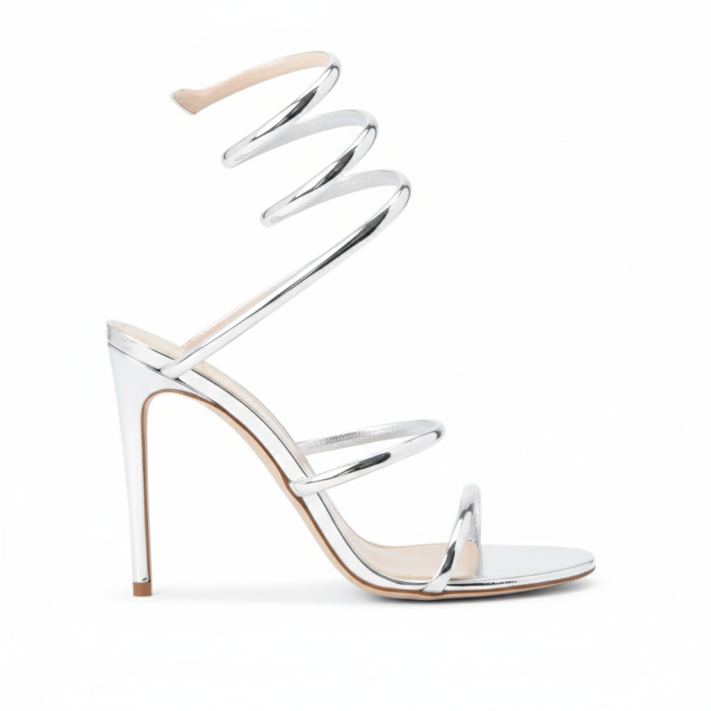 Cleo Serpente Metallic Silver Sandal