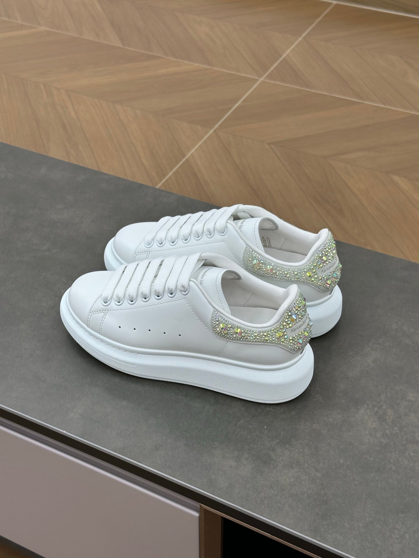 Women's Oversized Crystal Sneaker in Silver