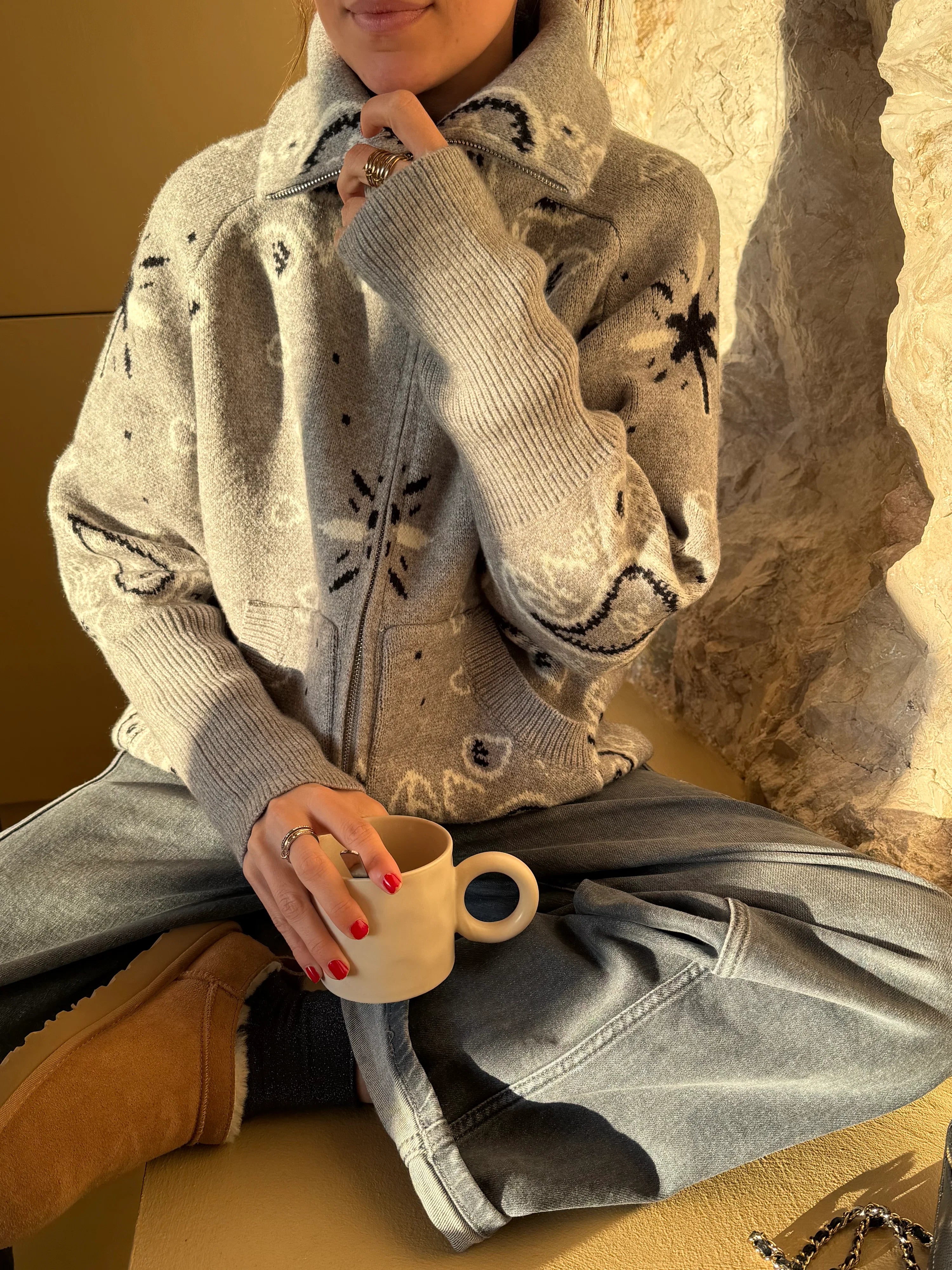 Ava Bandana Sweater Cashmere & Wool Blend