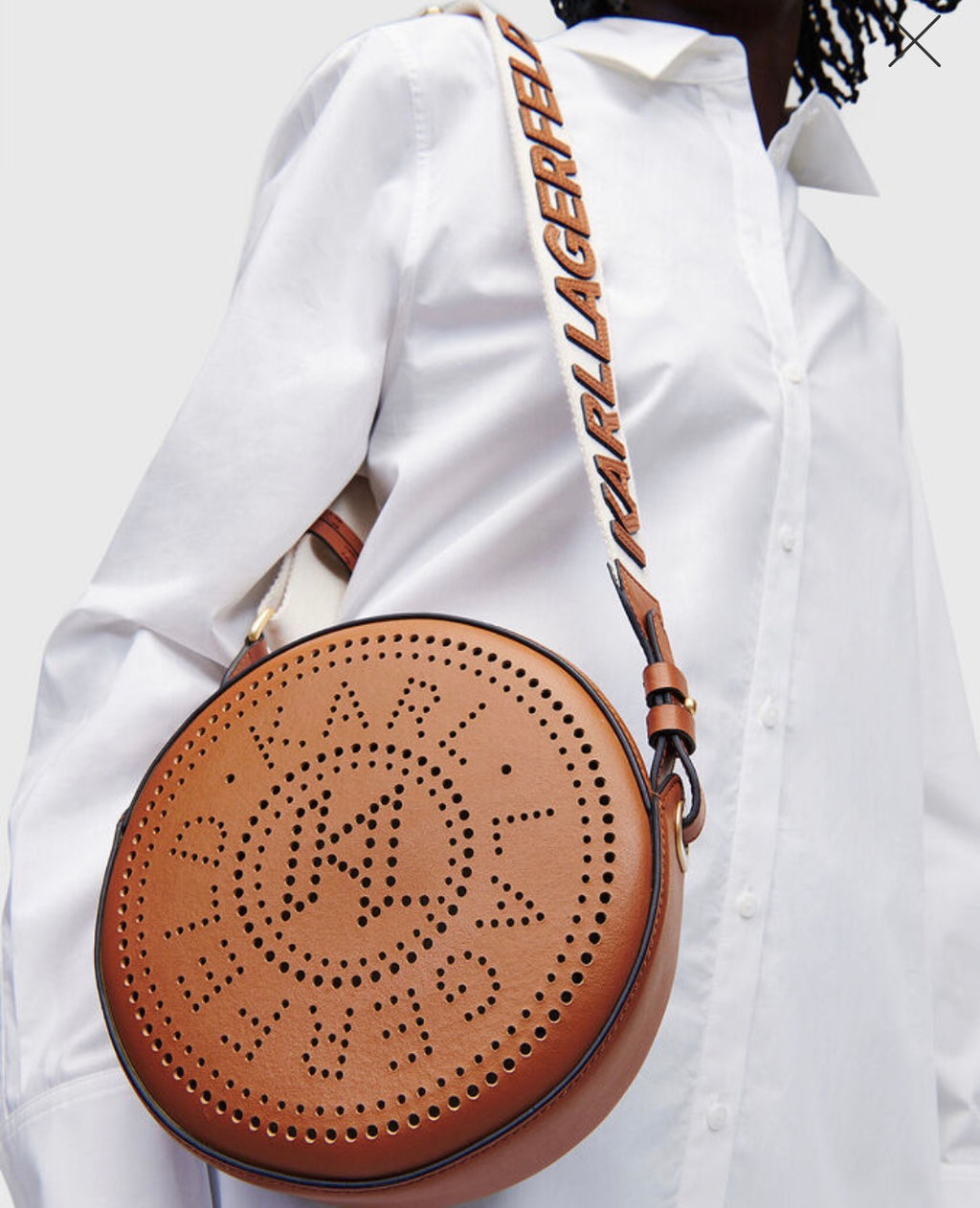 KARL LAGERFELD K/Circle Round Brown Crossbody Bag