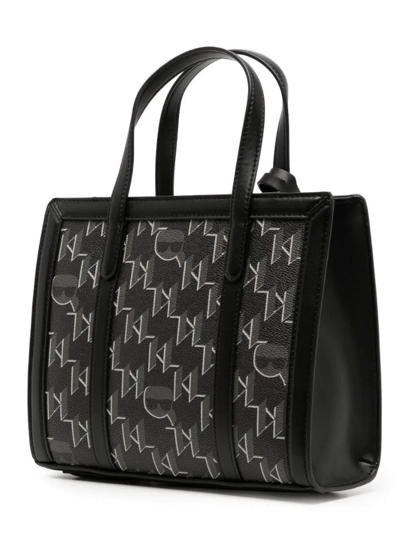 KARL LAGERFELD K/Ikonik 2.0 Monogram Small Black Tote Bag