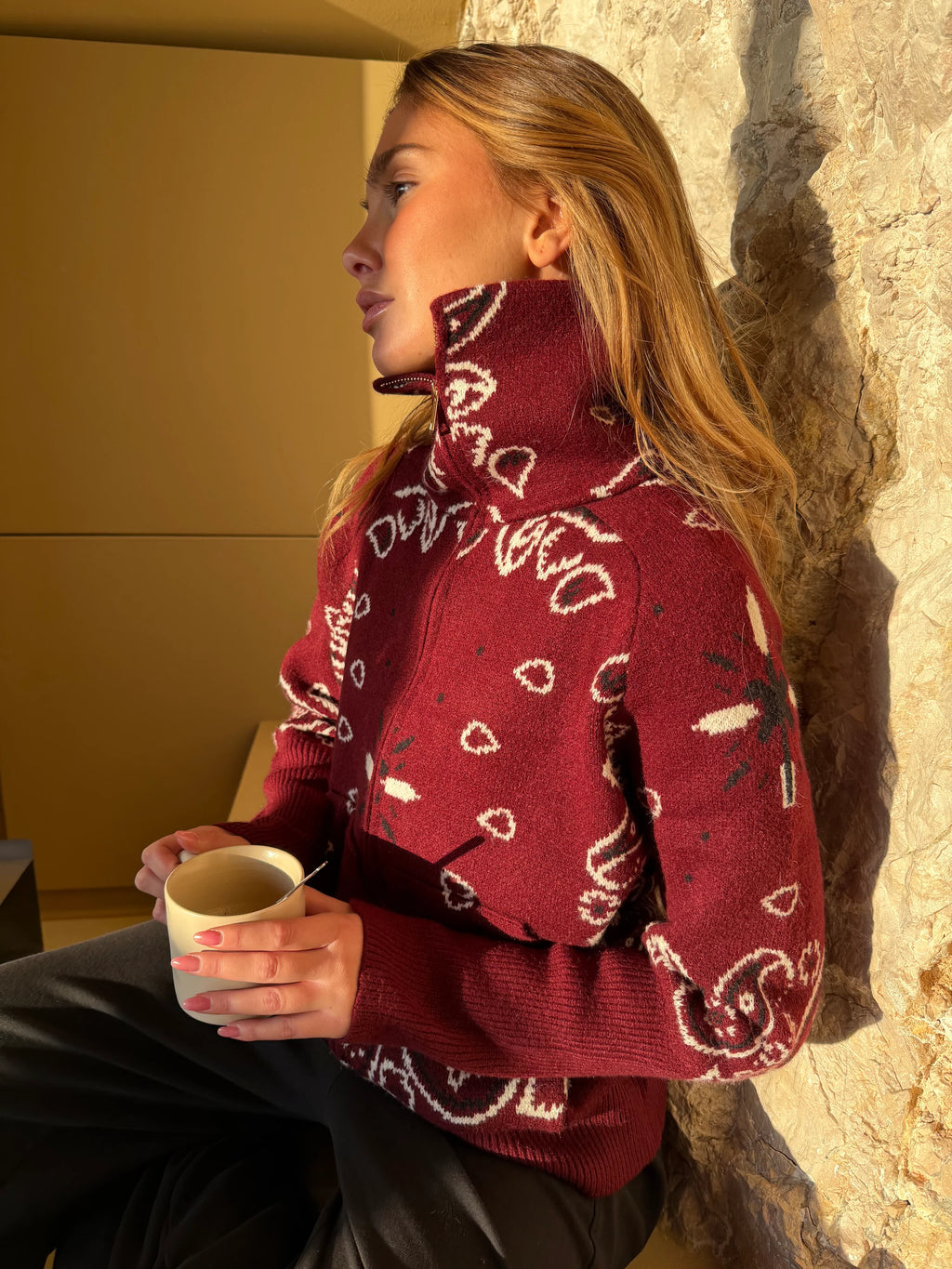 Ava Bandana Sweater Cashmere & Wool Blend