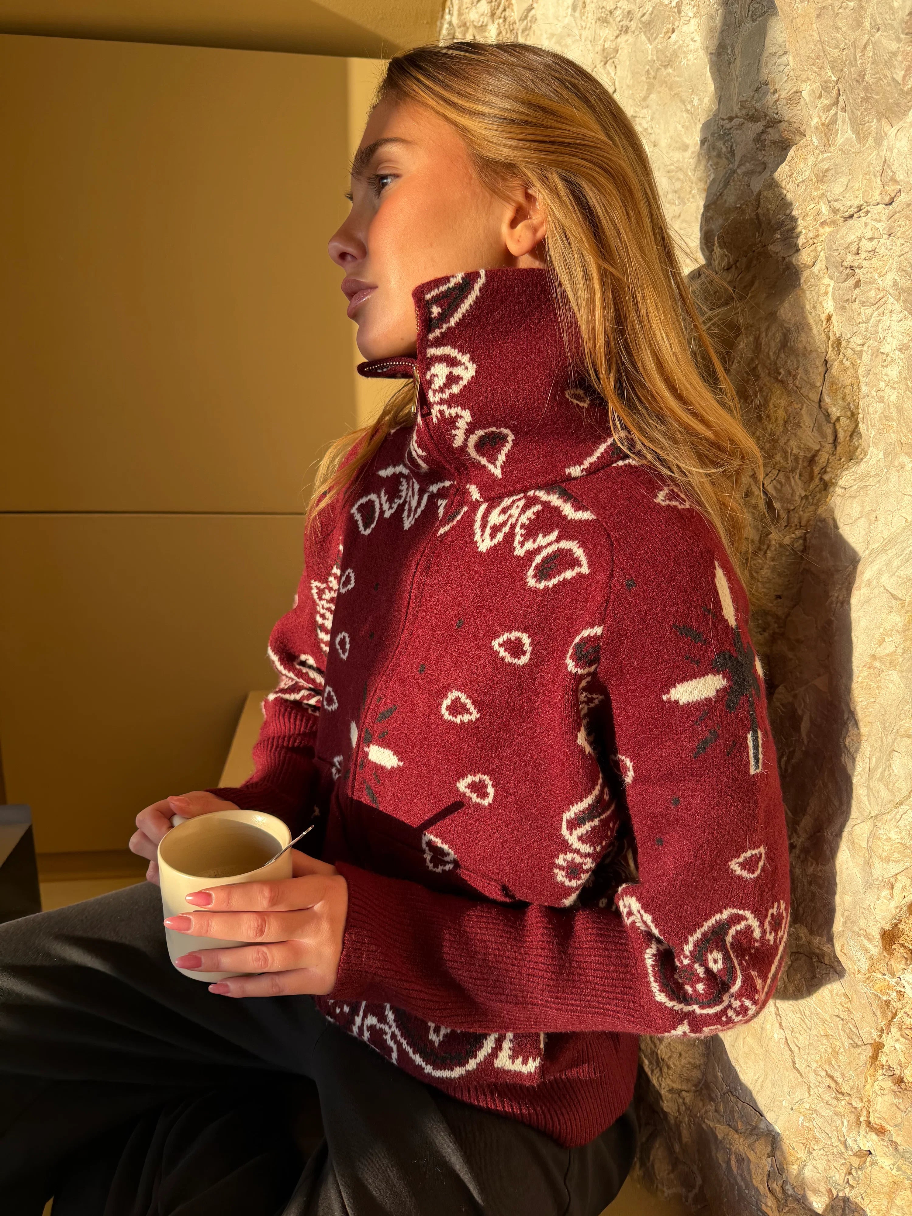 Ava Bandana Sweater Cashmere & Wool Blend