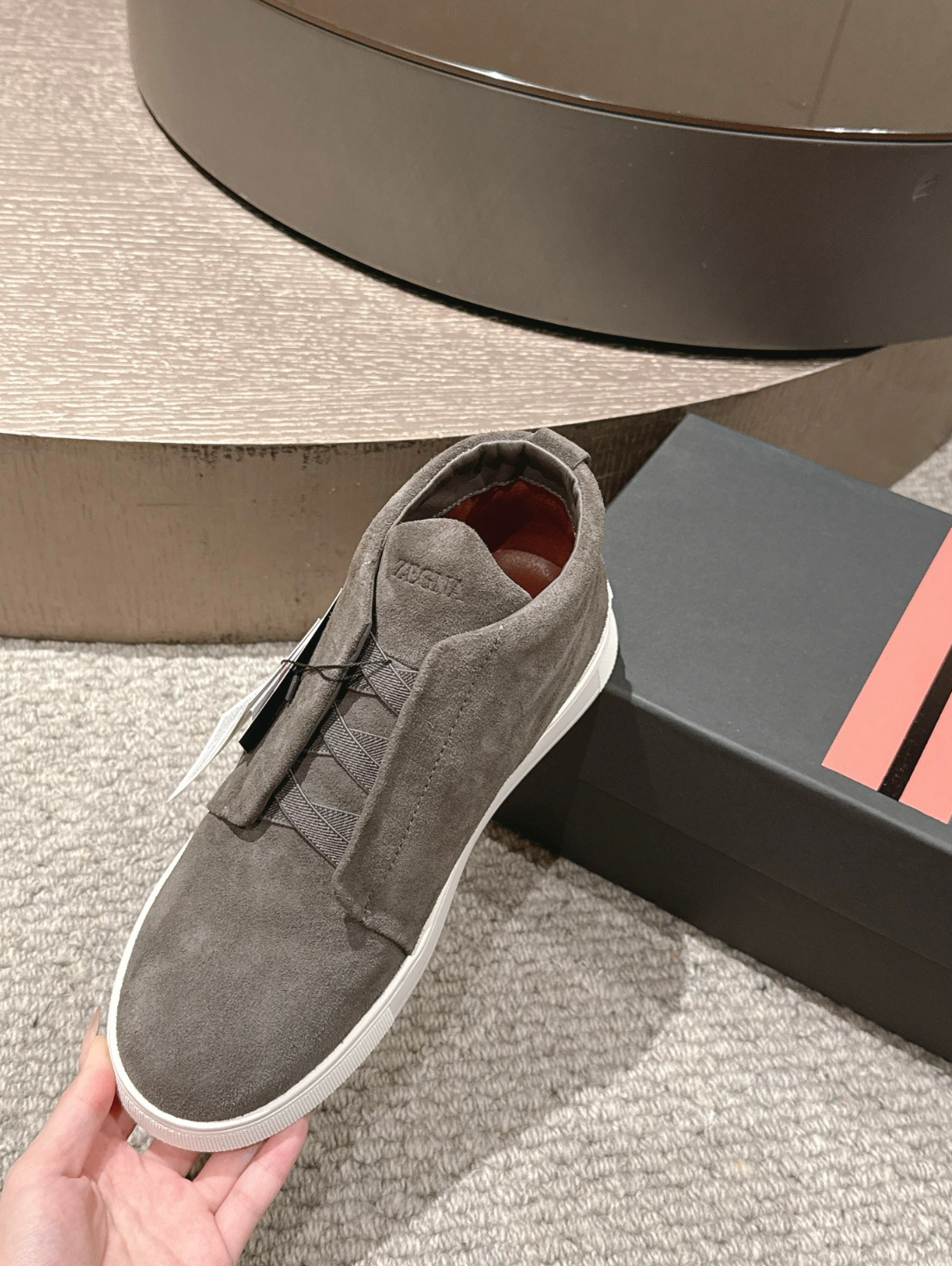 Ermenegildo Zegna grey suede Triple Stitch mid-top