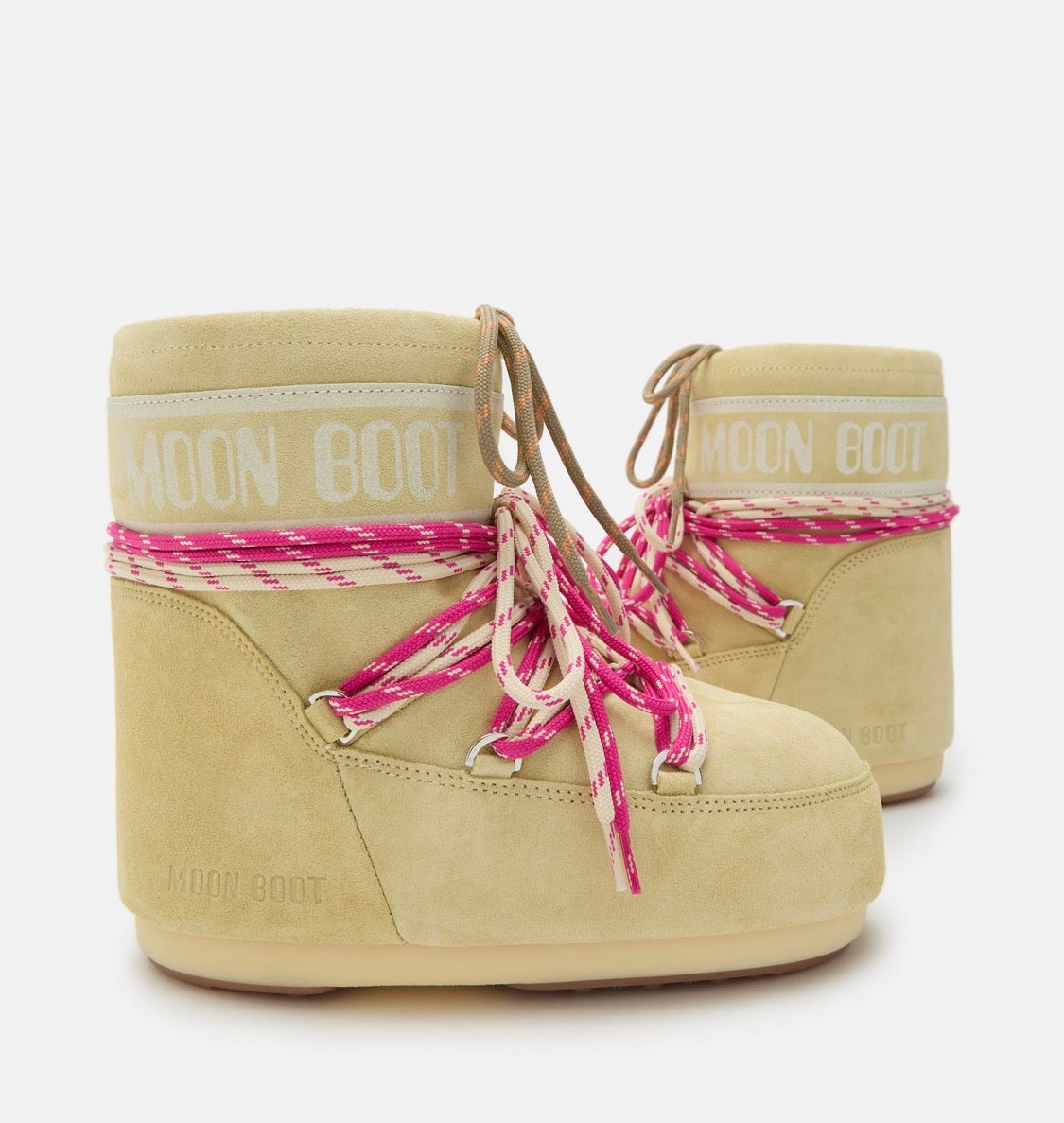 MOON BOOT Icon Beige Suede Lace-up Boots