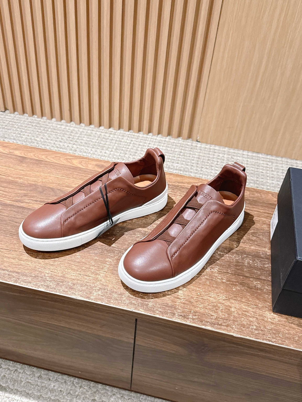 Ermenegildo Zegna brown deerskin Triple Stitch