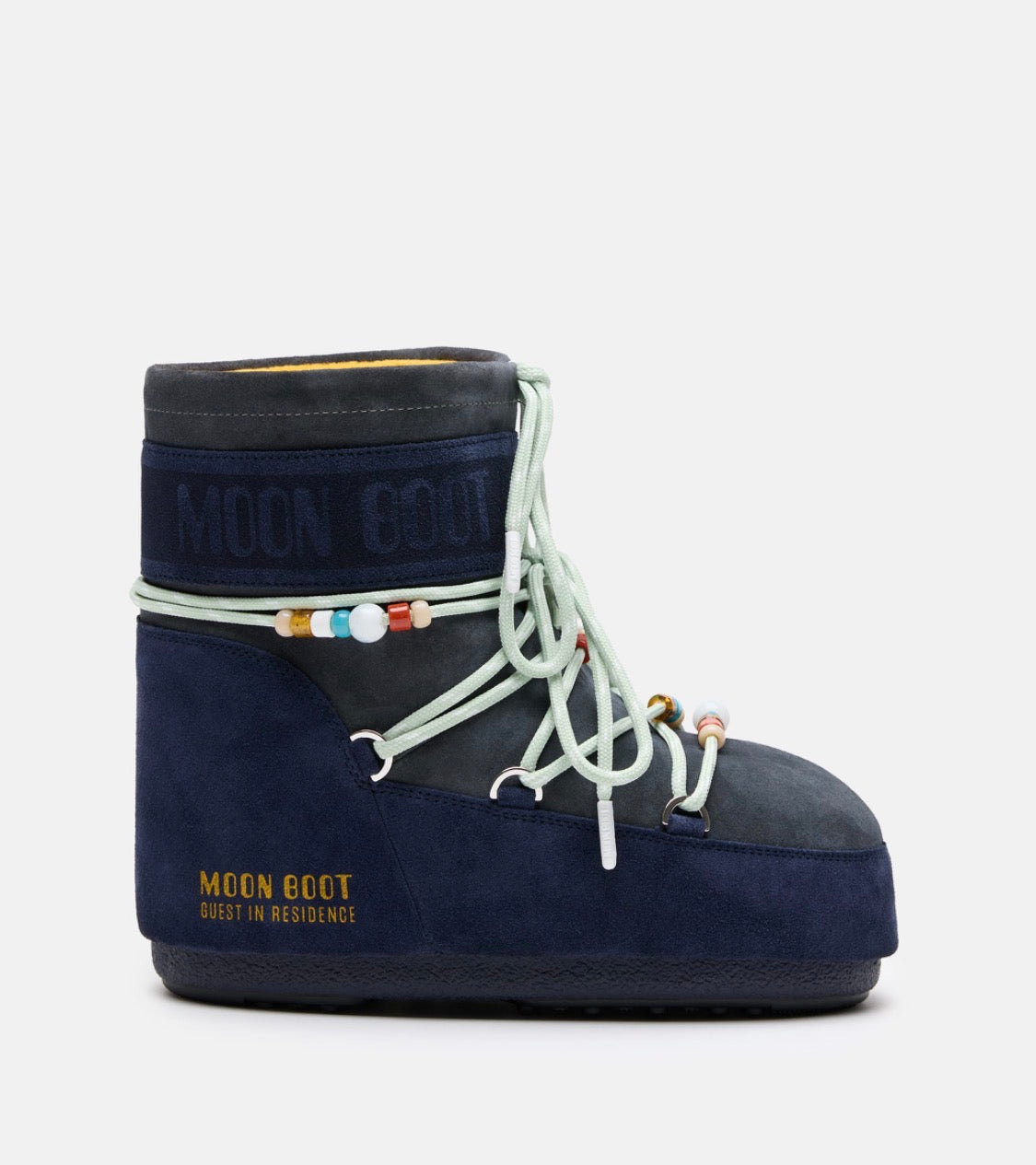 MOON BOOT X GUEST IN RESIDENCE Icon Low Midnight/Grey Beaded suede boots