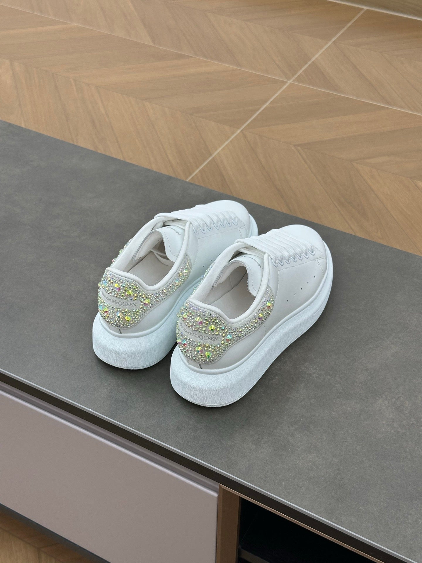 Women's Oversized Crystal Sneaker in Silver