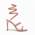 Cleo Sunshine Crystal Ankle Wrap Pink Sandal Heel Pump