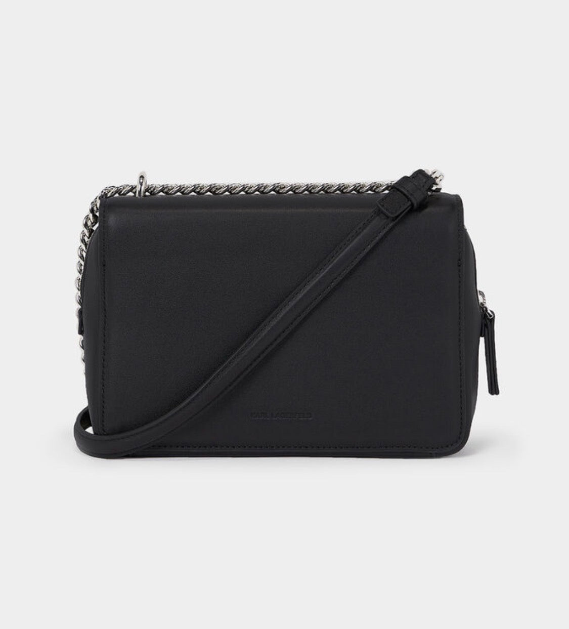 KARL LAGERFELD K/DISK Black Crossbody Bag With Blue Accent