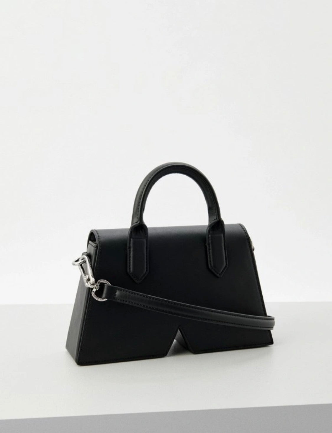 KARL LAGERFELD K/Ikon Black Leather Top Handle Bag
