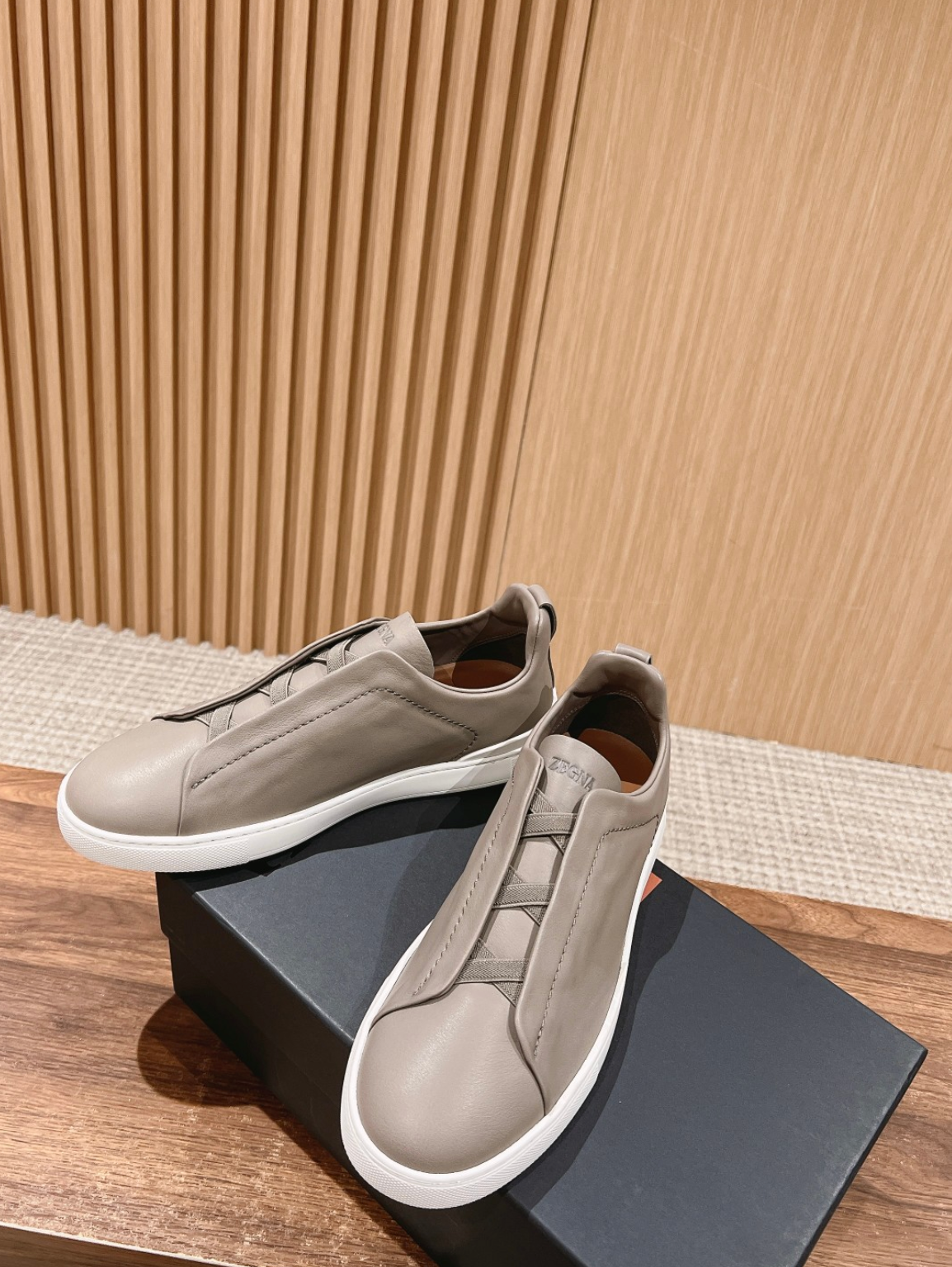 Ermenegildo Zegna beige deerskin Triple Stitch