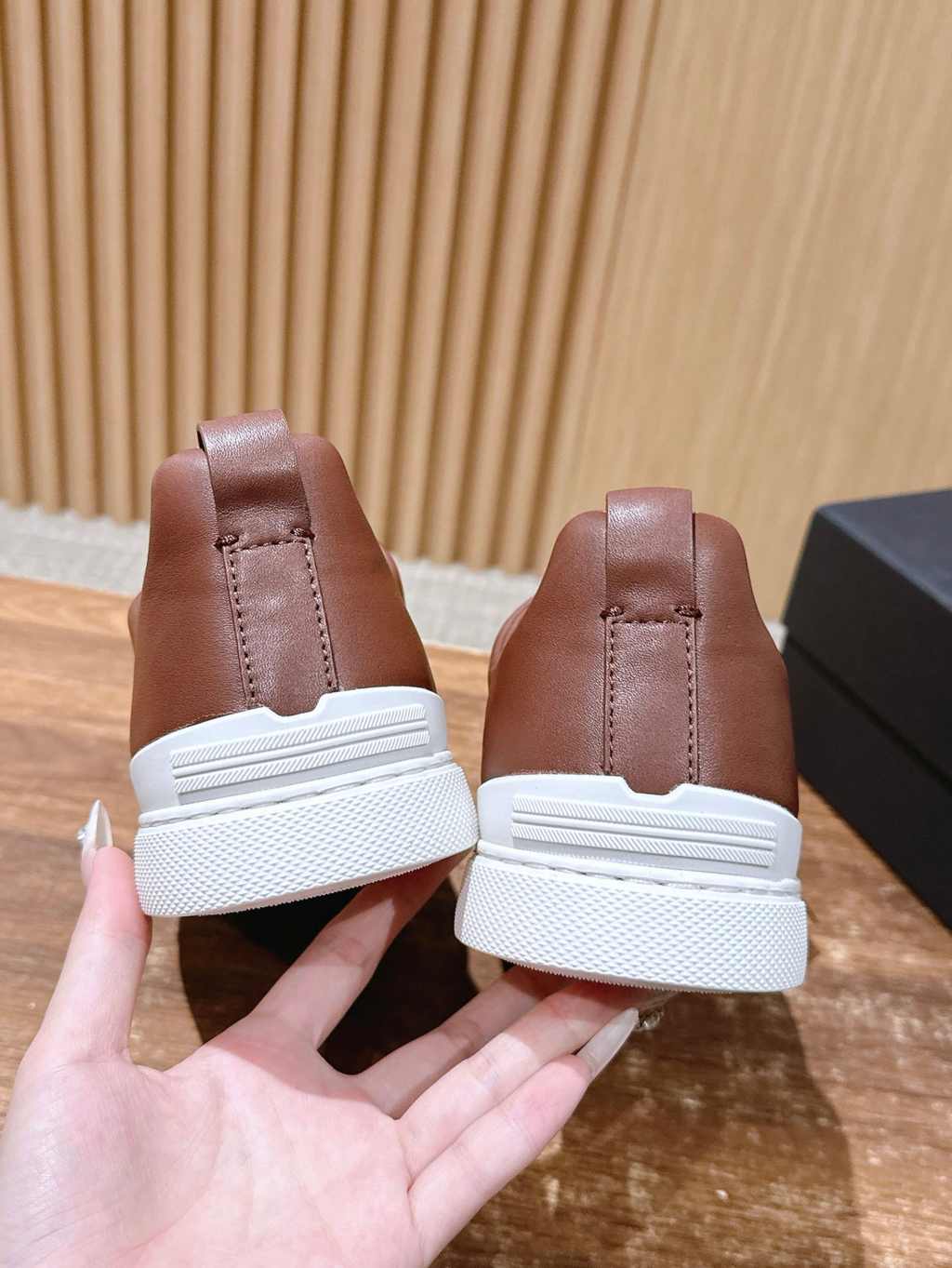Ermenegildo Zegna brown deerskin Triple Stitch