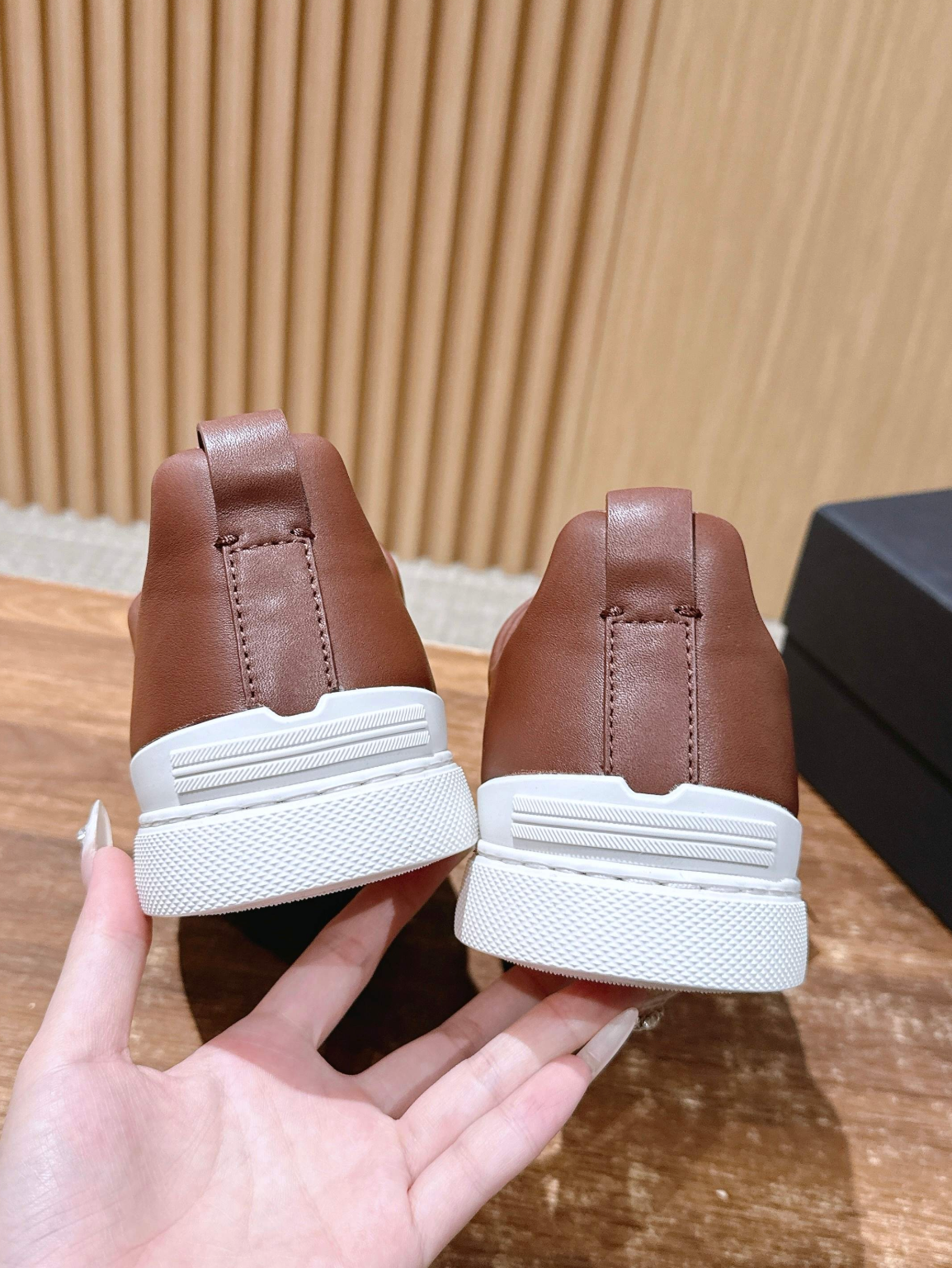 Ermenegildo Zegna brown deerskin Triple Stitch