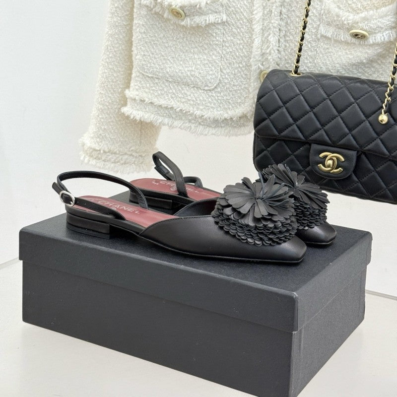 Chanel Black Camellia SS26 Slingback flats