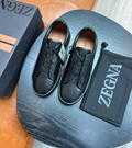 Ermenegildo Zegna Black Crocodile Leather Triple Stitch