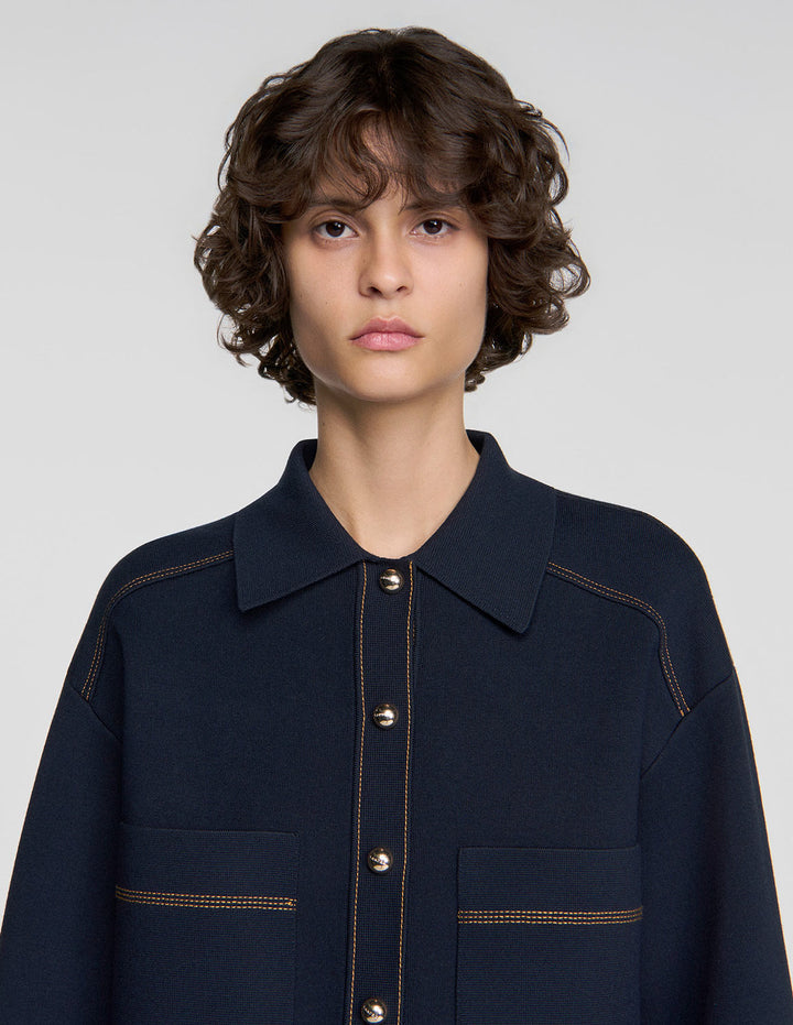 SANDRO JACKET-EFFECT CARDIGAN