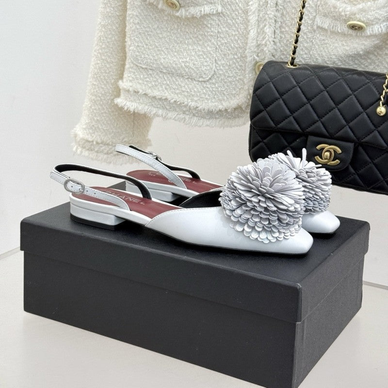 Chanel White Camellia SS26 Slingback flats