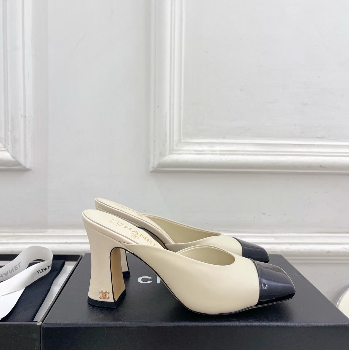 CHANEL Beige Mules in Lambskin