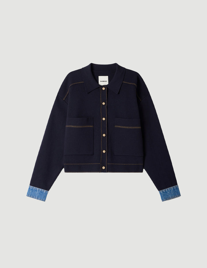 SANDRO JACKET-EFFECT CARDIGAN