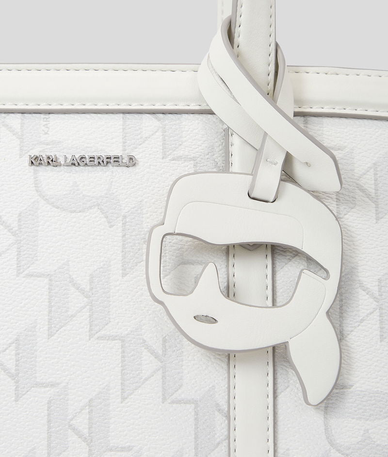 KARL LAGERFELD K/Ikonik 2.0 Monogram Small White Tote Bag
