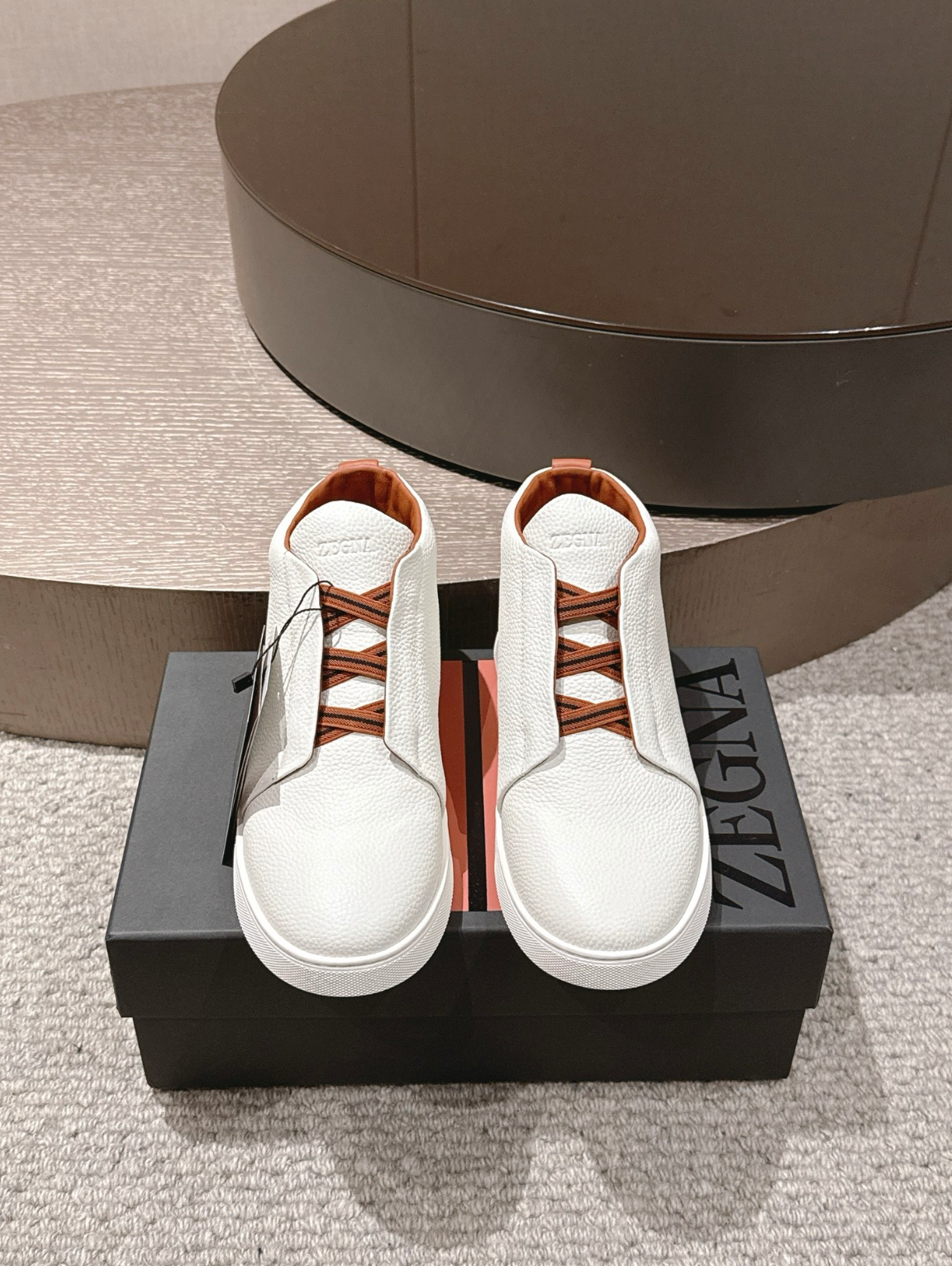 Ermenegildo Zegna white Triple Stitch mid-top
