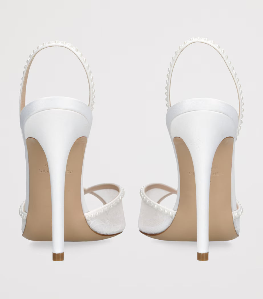 AW Embellished Lace Katy Slingback Heels 95