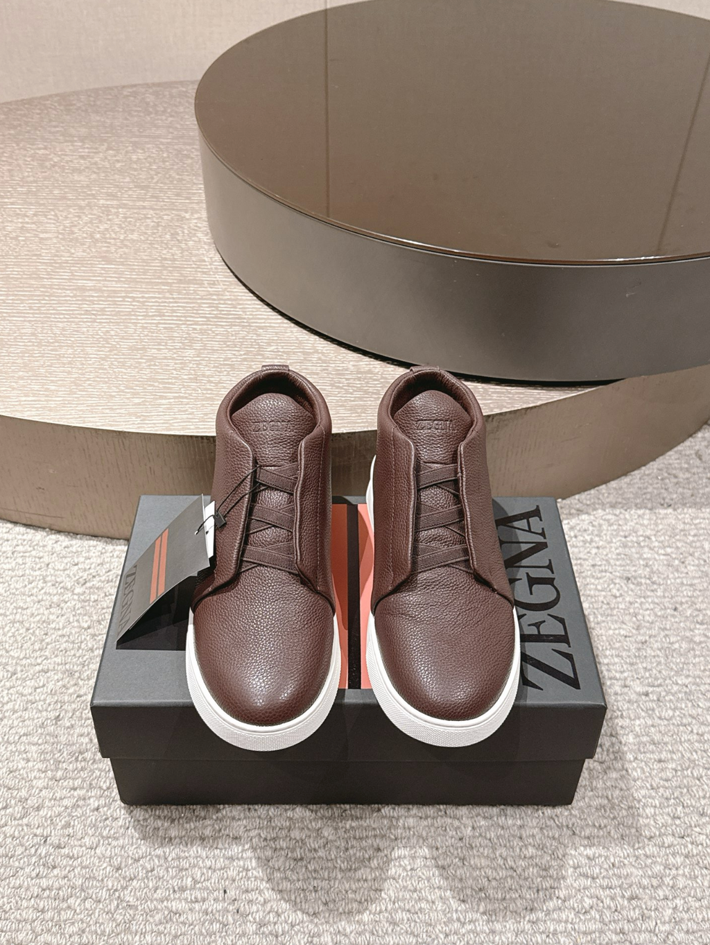 Ermenegildo Zegna brown Triple Stitch mid-top