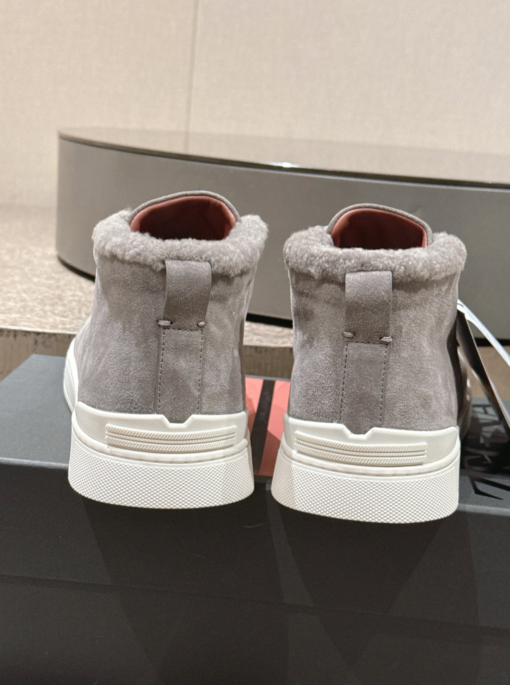 Ermenegildo Zegna grey suede wool Triple Stitch mid-top