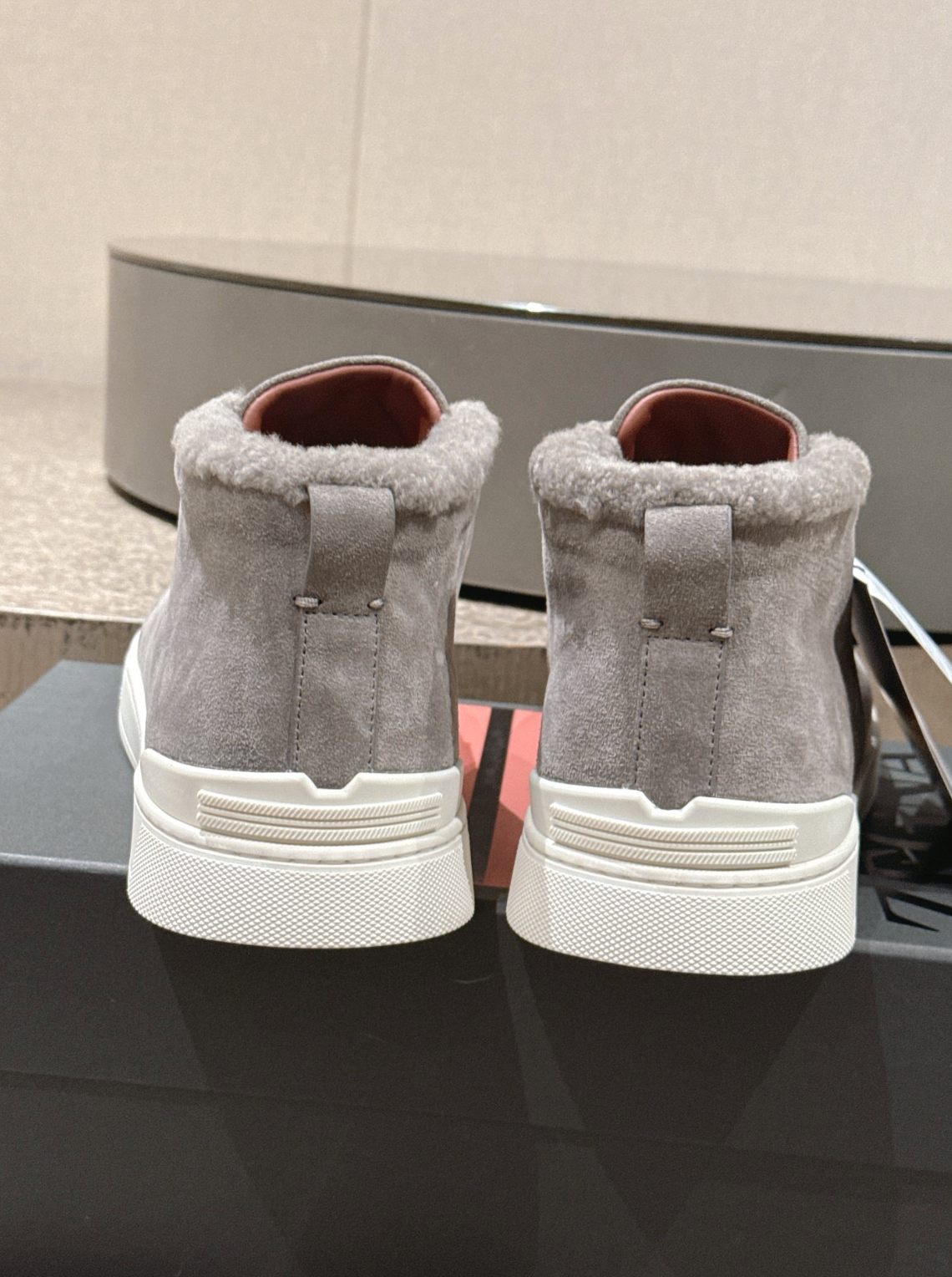 Ermenegildo Zegna grey suede wool Triple Stitch mid-top