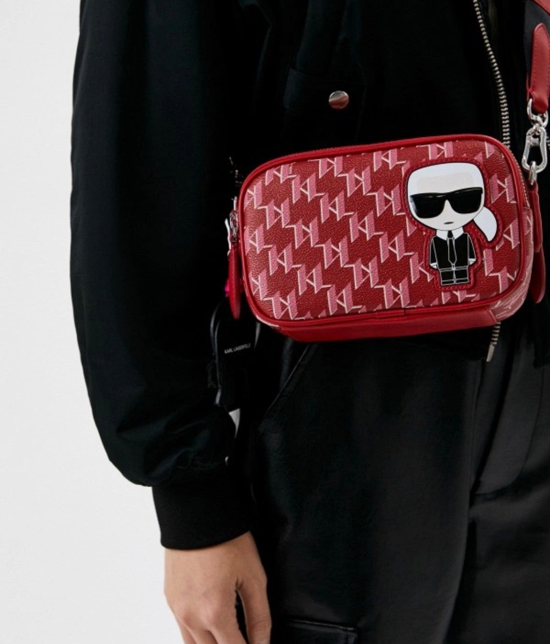 KARL LAGERFELD K/Ikonik Monogram Small Red bag
