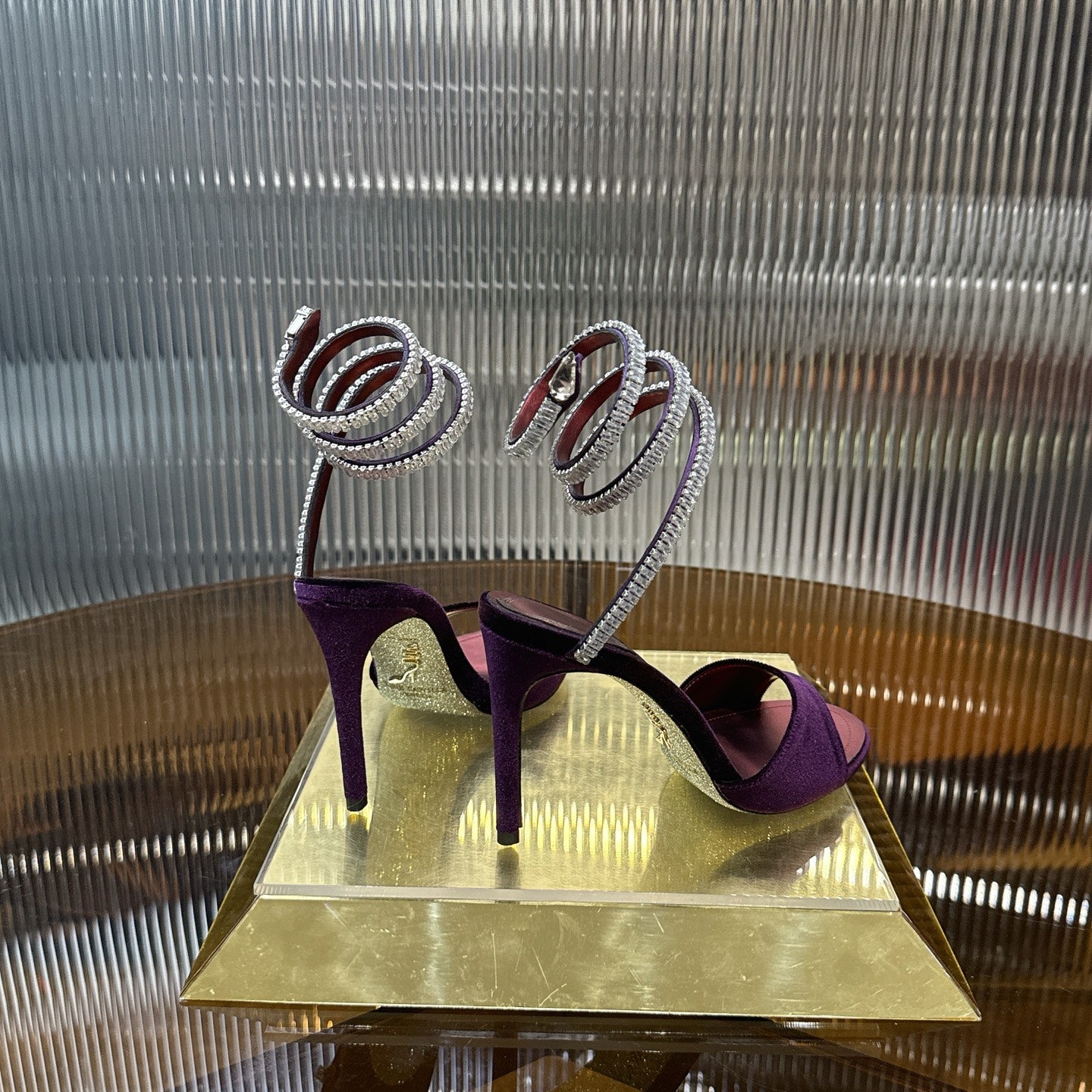 Cleo Spark stiletto sandal in Burgundy velvet with rhinestone embellishments