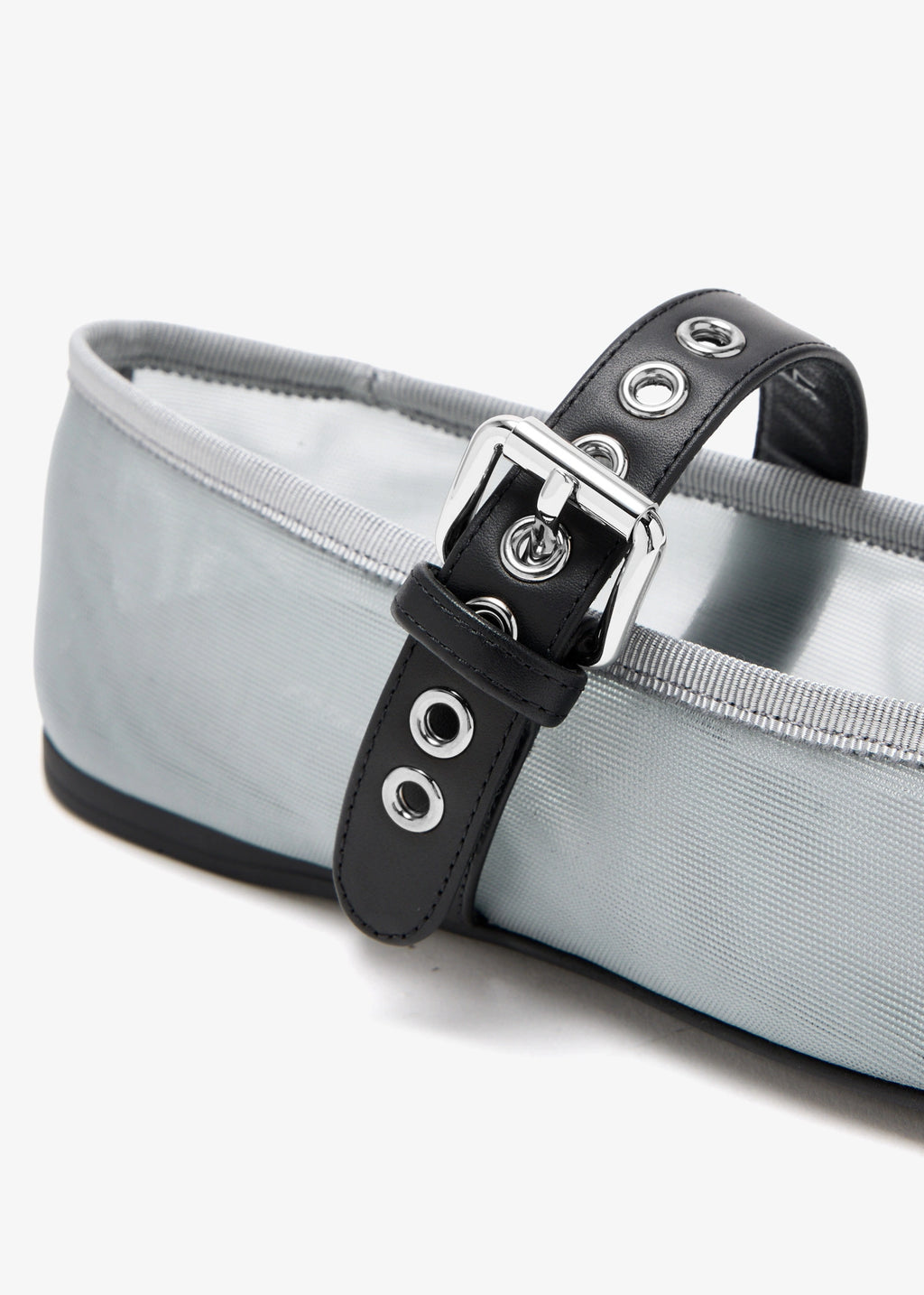 MIU MIU Blue Mesh Ballerinas With Leather Strap