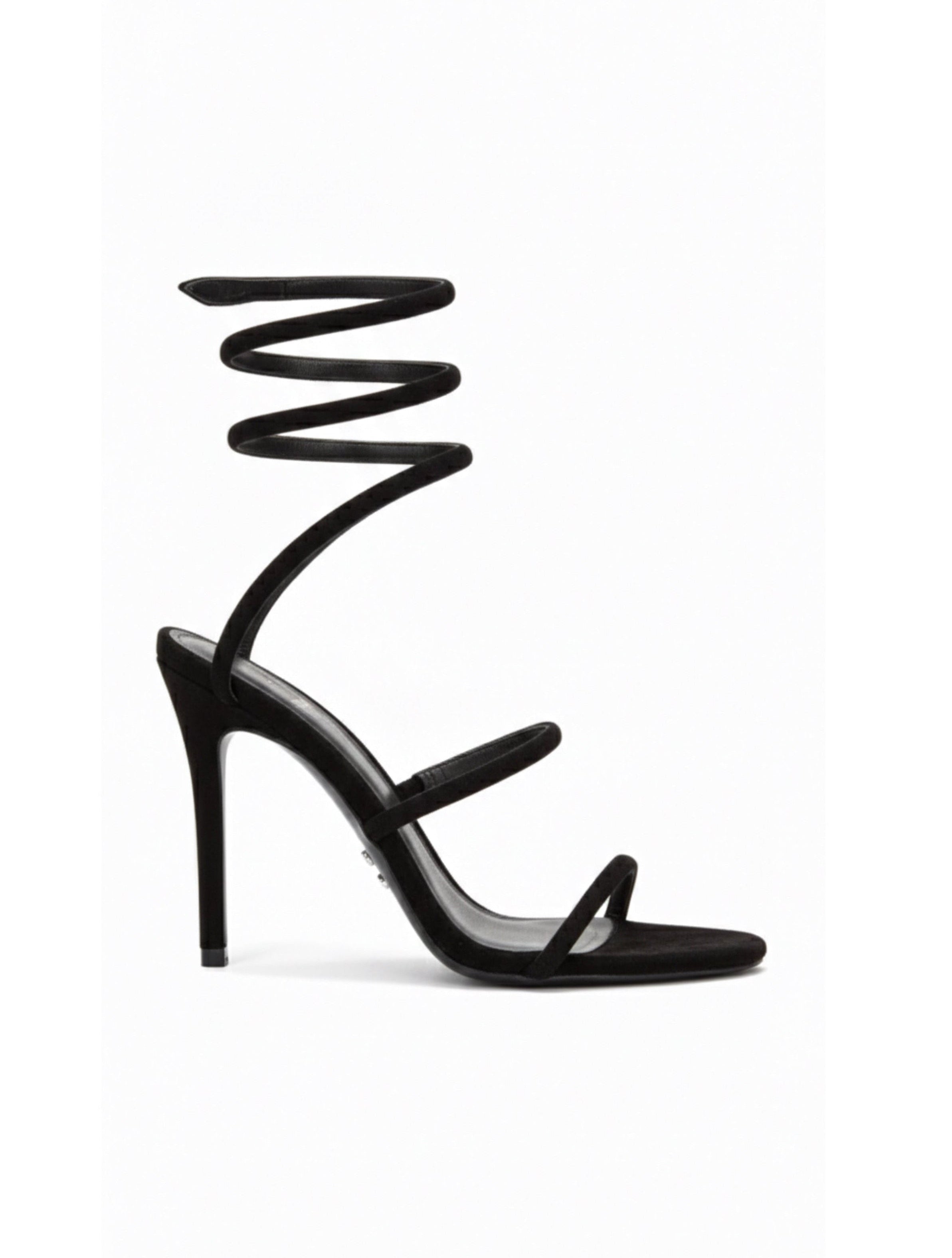 Spiral Black Strap Suede Sandals