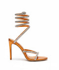 Cleo Spark sandal in Orange with rhinestone embellishments