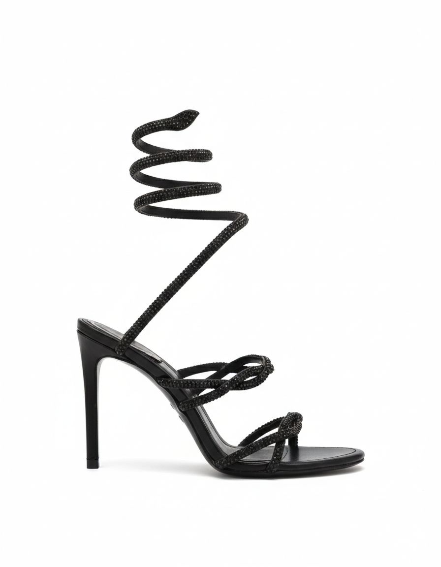 Cleo Braid "Iconic Serpente " Sandals in Black