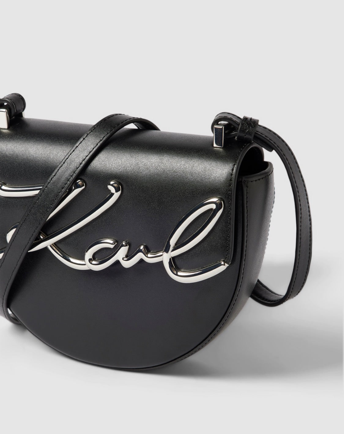 KARL LAGERFELD K/Signature Saddle Black Bag