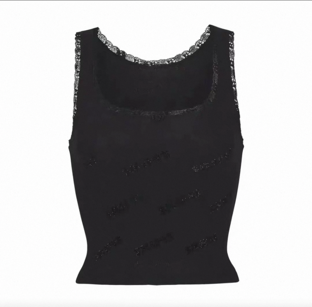 RHINESTONE LOGO POINTELLE TANK